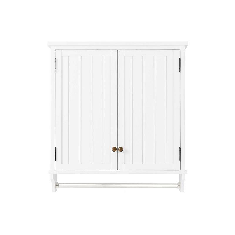 Dover Wall Mounted Bathroom Storage Cabinet with Two Doors and Towel Rod White - Alaterre Furniture