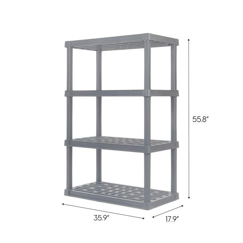 IRIS USA, Inc. 4-Tier Large Plastic Garage Storage Shelving Unit, Gray (18 W x 56 H x 36 D)