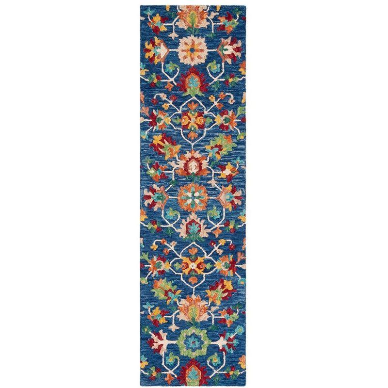 Aspen APN510 Hand Tufted Indoor Runner Rug - Navy/Red - 2'3"x11' - Safavieh