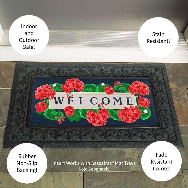 Evergreen Geraniums Welcome Textured Sassafras Indoor Outdoor Switch Doormat 1'10"x10" Multicolored