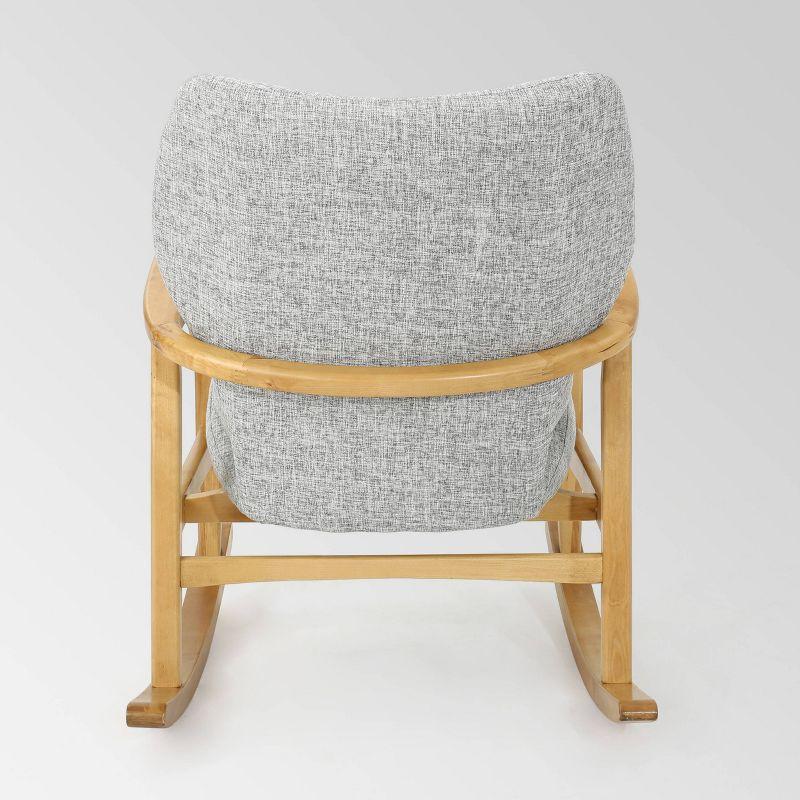 Benny Mid Century Modern Fabric Rocking Chair Light Gray: Birch Frame, Tufted Back - Christopher Knight Home