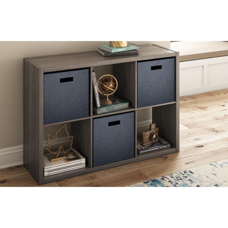 Graphite Gray Honeycomb Wooden 6-Cube Organizer for Kids and Toys