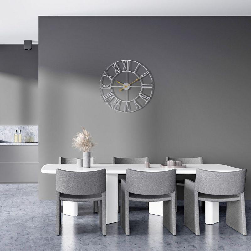 Sorbus Large Wall Clock for Living Room Decor - Roman Numeral Wall Clock for Kitchen - 16 inch Wall Clock Decorative (Silver)