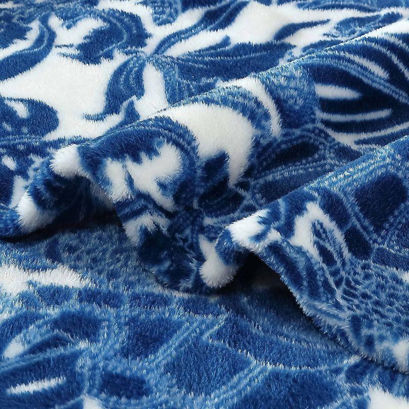 50"x70" Oversized Turtle Bay Throw Blanket Blue - Tommy Bahama: Plush, Reversible, Leaf Pattern,  Kids' & Adults