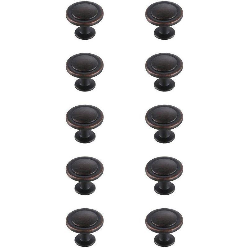 Oil-Rubbed Bronze Round Mushroom Knob Set with Mounting Hardware