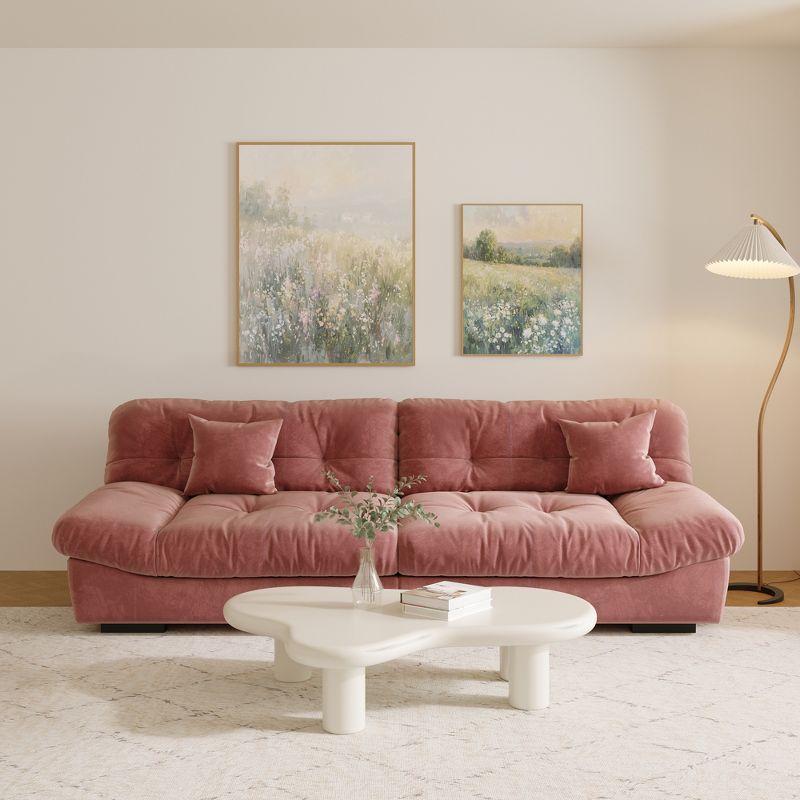 Cloud Modular Sectional Sofa,105inch Scrub Velvet Sofa Couch for Living Room,Curved Couch,Modern LoveSofa with 2 Pillows 3 Seater for Apartment-Pink