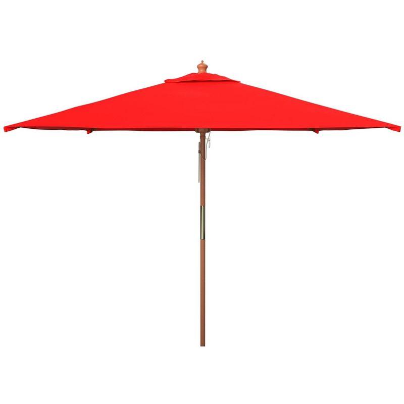 Velop 7.5 Ft Square Wooden Pulley Market Umbrella - PAT8409 - Red - Safavieh