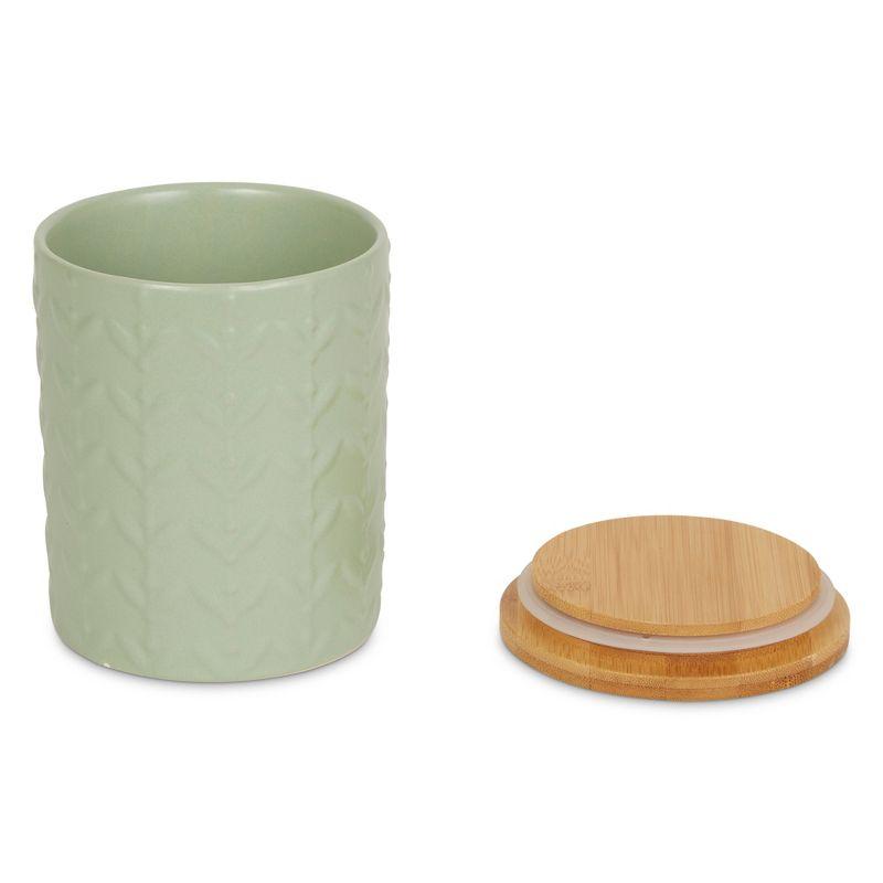 Design Imports Jadeite Matte Retro Vine Texture Ceramic Canister Set/3