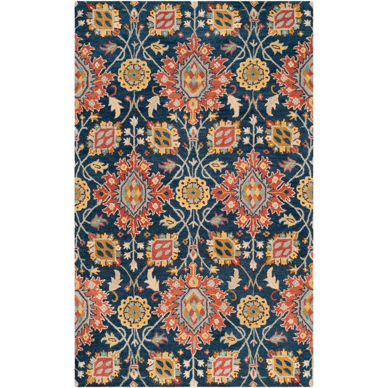 Roslyn Navy and Multi Hand-Tufted Wool 5' x 8' Area Rug