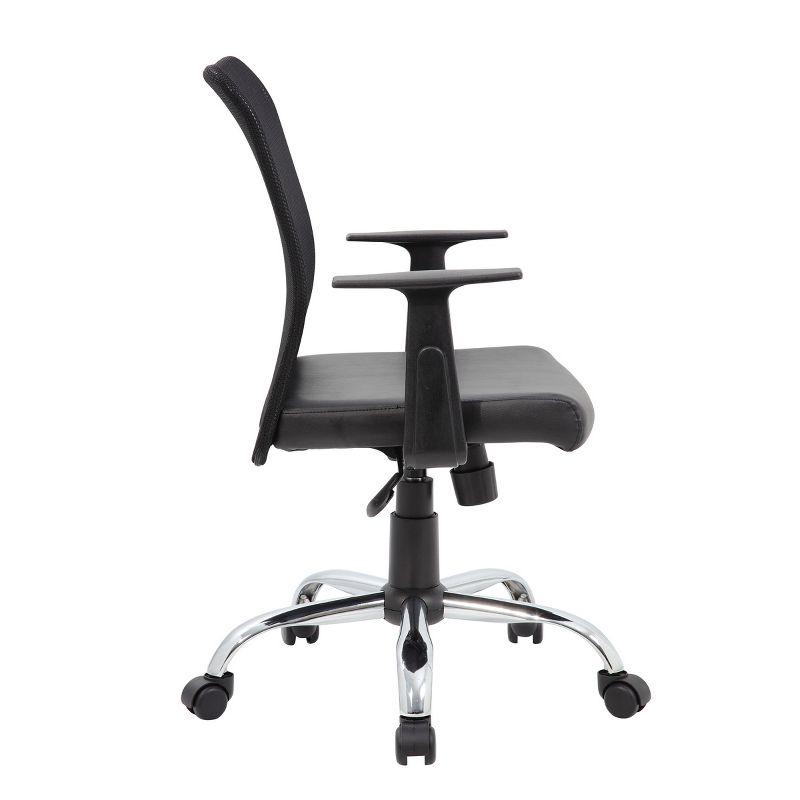 Fixed Arm Budget Mesh Task Chair Black - Boss Office Products: Chrome Base, Pneumatic Lift, Locking Tilt Control