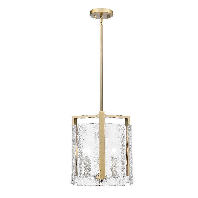 Golden Lighting Aenon 3-Light Pendant in Brushed Champagne Bronze with Hammered Water Glass