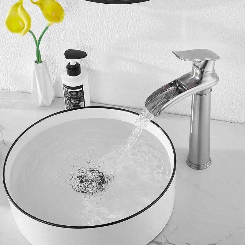 BWE Waterfall Single Hole Single Handle Bathroom Vessel Sink Faucet With Drain Assembly