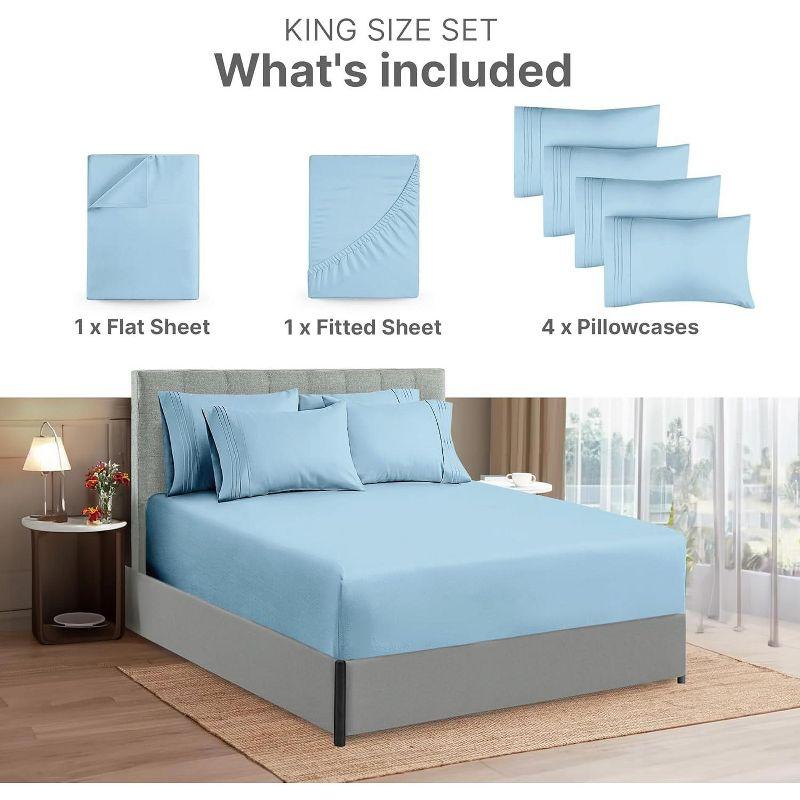 CGK Linens 6 Piece Extra Deep Pocket Ultra Soft & Cooling Sheet Set