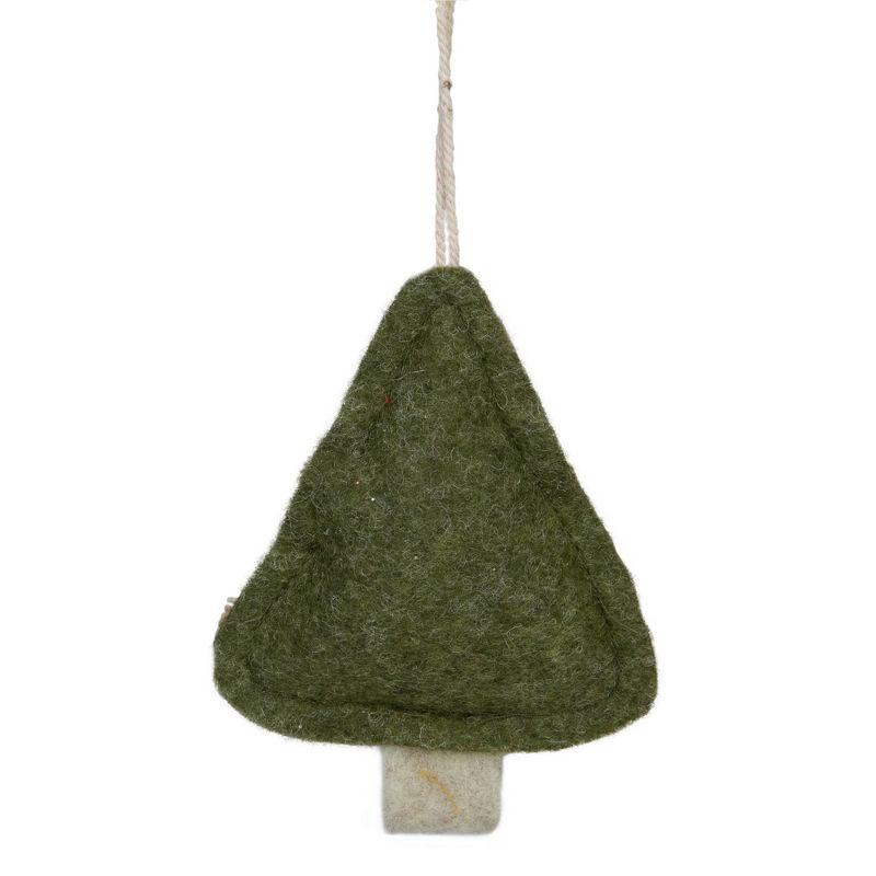 Green Felt Tree Shaped Christmas Ornament with Stars