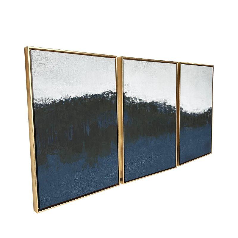 Gallery 57 24"x48" Sapphire Abstract Triptych Floating Framed Canvas Wall Art Print
