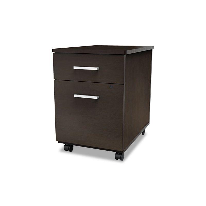 Linea Italia Trento Line Mobile Pedestal File, Left or Right, 2-Drawers: Box/File, Legal/Letter, Mocha, 16.5" x 19.75" x 23.63"