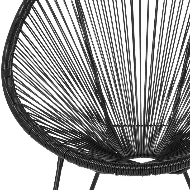 Black Woven Basket Papasan Bungee Lounge Chair