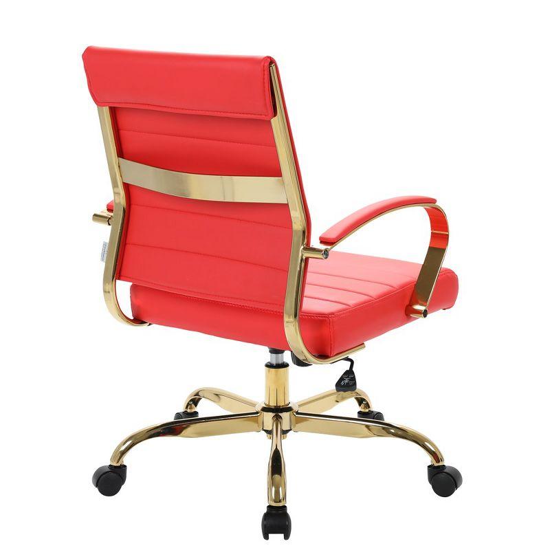 Everly Quinn Naudain Leather Office Chair – Modern Executive Swivel Task Chair with Wheels, Adjustable Height & Padded Arms for Desk or Conference Room