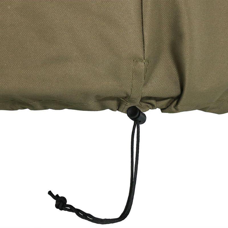 Sunnydaze Outdoor Heavy-Duty Weather-Resistant PVC and 300D Polyester Round Fire Pit Cover with Drawstring Closure - 36" - Khaki