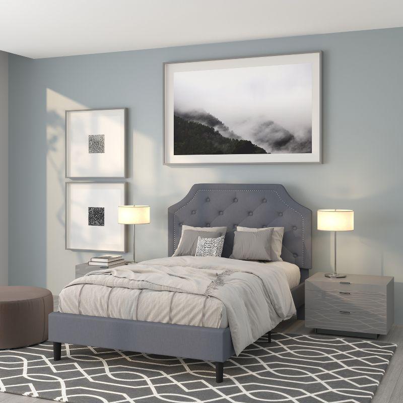 Flash Furniture Brighton Full Size Tufted Upholstered Platform Bed in Light Gray Fabric