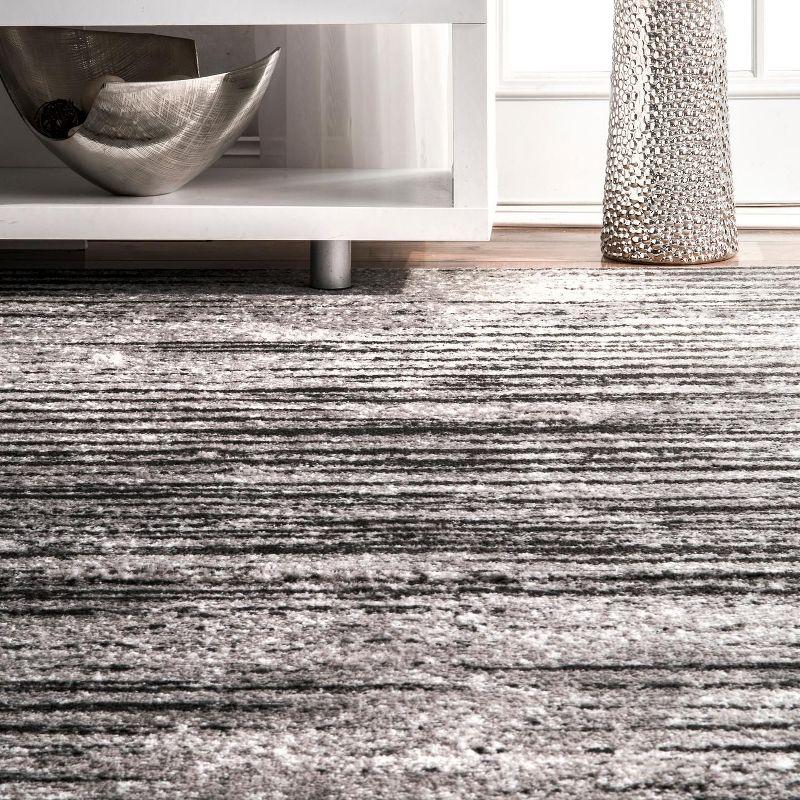 Nuloom Elsa Striped 2x3 Accent Indoor Area Rug for Living Room Bedroom Dining Room Entryway Kitchen, Grey/Ivory