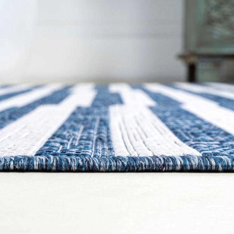 3'x5' Sukie Modern Offset Stripe Indoor/Outdoor Area Rug, Blue/Ivory - JONATHAN Y