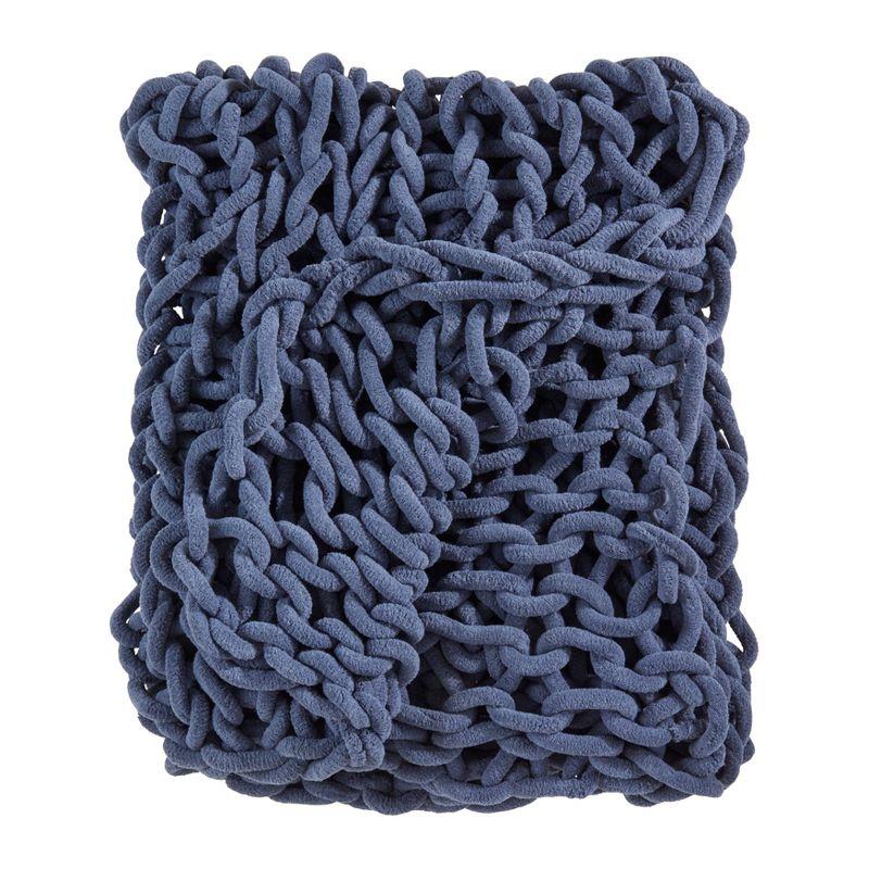 Navy Blue 50 x 60 in. Chunky Knit Cozy Throw Blanket