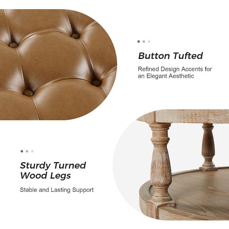 Chloe Vegan Leather Round Cocktail Ottoman with Storage and Nailhead | ARTFUL LIVING DESIGN