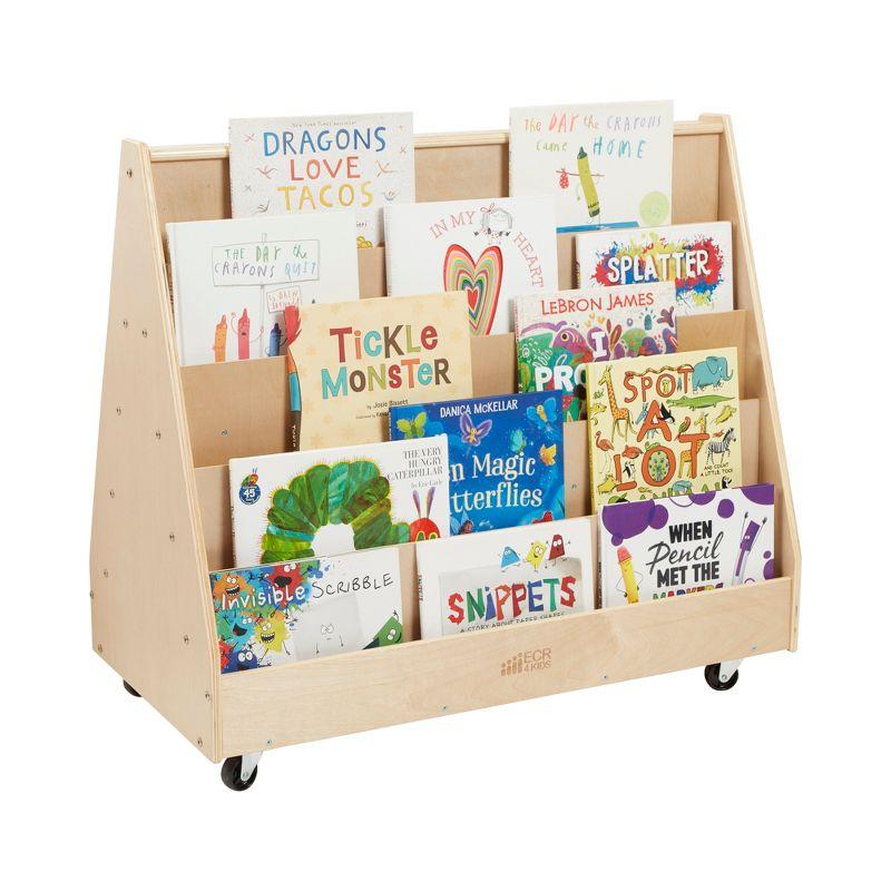 ECR4Kids Double-Sided Mobile Book Display, Classroom Bookshelf