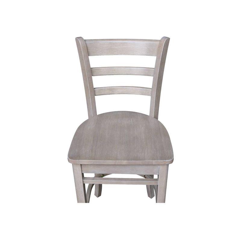 24" Emily Counter Height Barstool Washed Gray/Taupe - International Concepts: Solid Wood, Ladder-Back