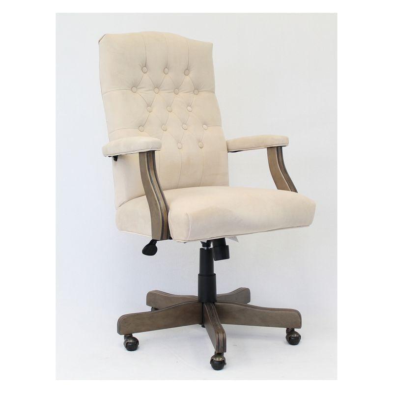 Executive High-Back Ergonomic Swivel Chair in Gray with Metal and Wood Accents