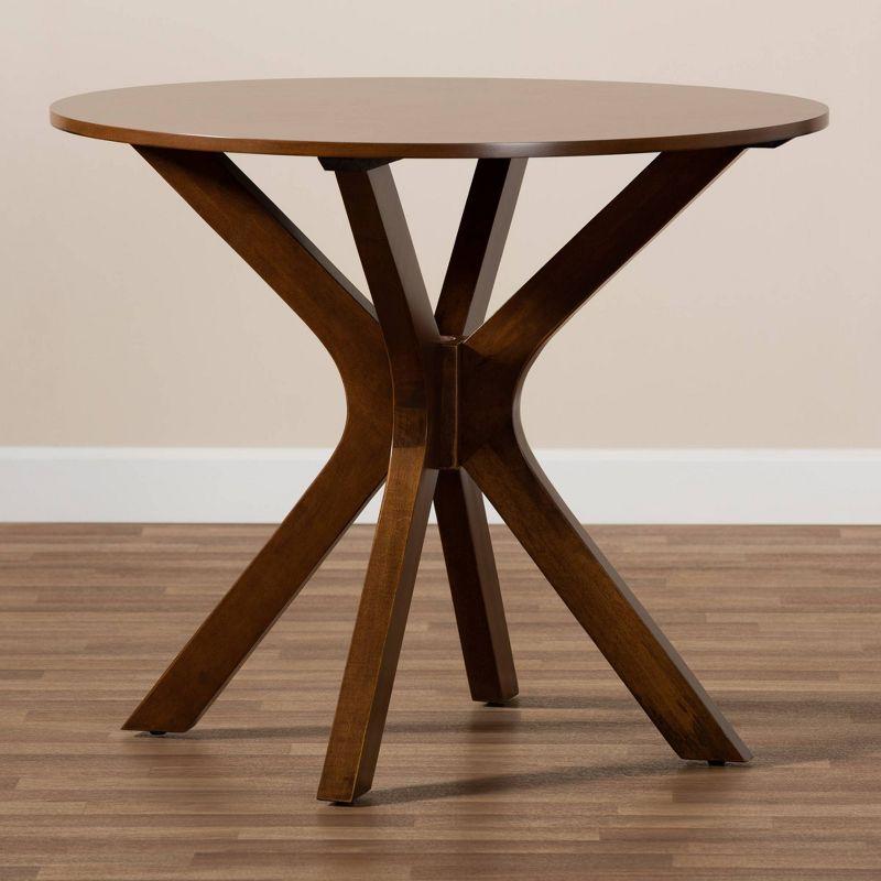 35" Kenji Wide Round Wood Dining Table Walnut - Baxton Studio: Contemporary 4-Point Base, MDF Composite Frame, Seats Four