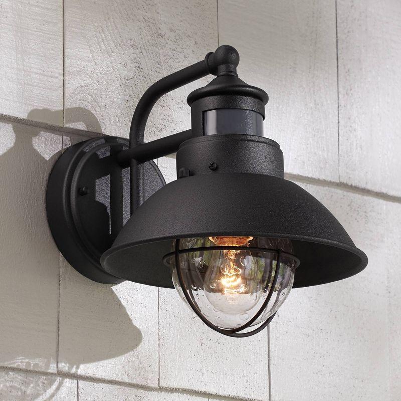 Black Steel Outdoor Barn Light with Clear Glass Shade