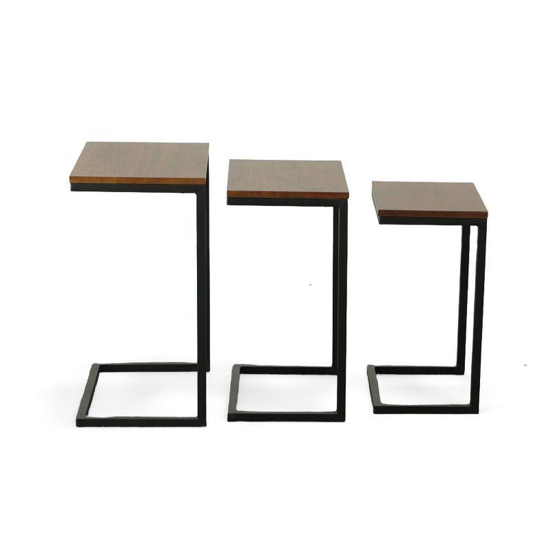 Carolina Living Set of 3 Caroline Nesting Tables Chestnut: Veneer Surface, Metal Frame, No Assembly Required