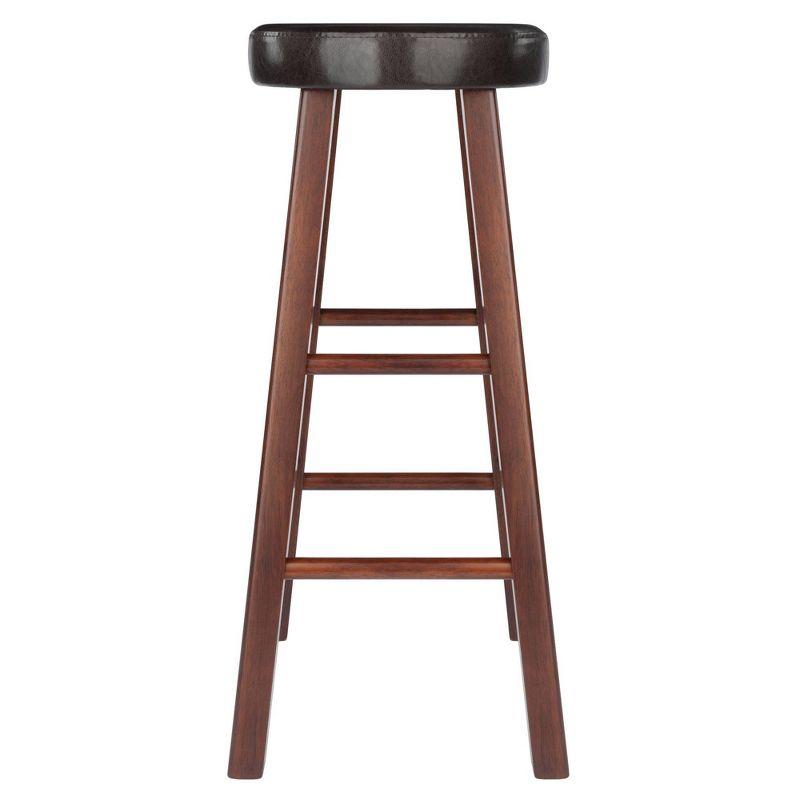 29" 2pc Maria Cushioned Barstools Walnut/Espresso - Winsome: Solid Wood, Faux Leather, Home Bar Seating