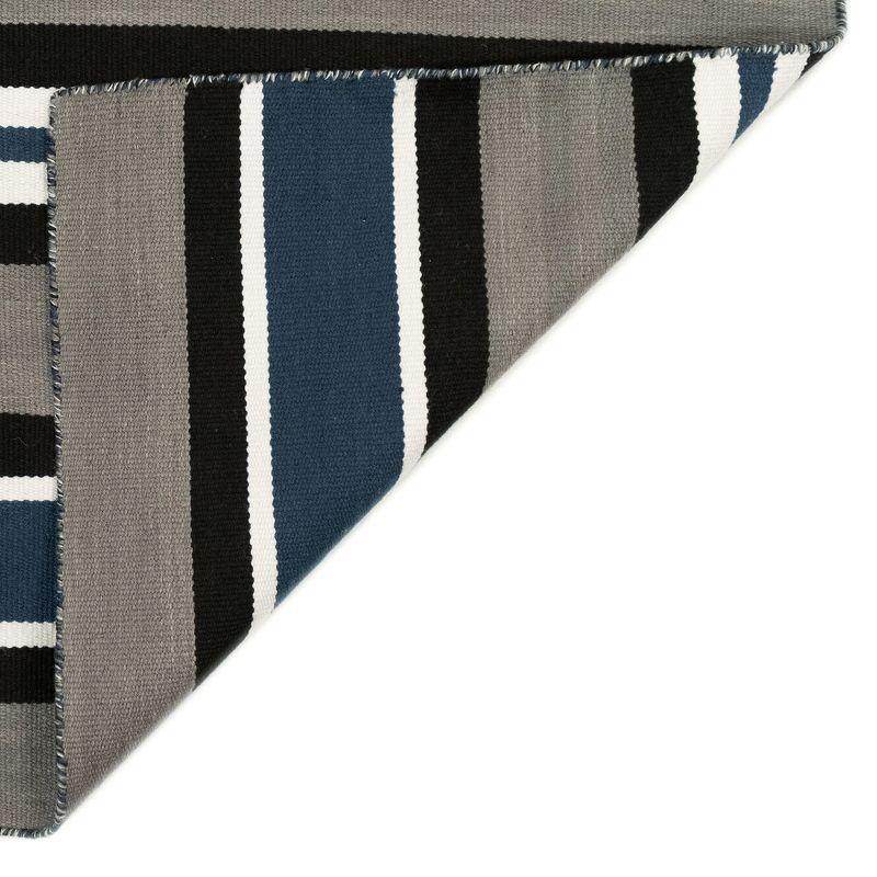 Coastal Stripe Navy Blue Synthetic 4' x 6' Reversible Outdoor Rug