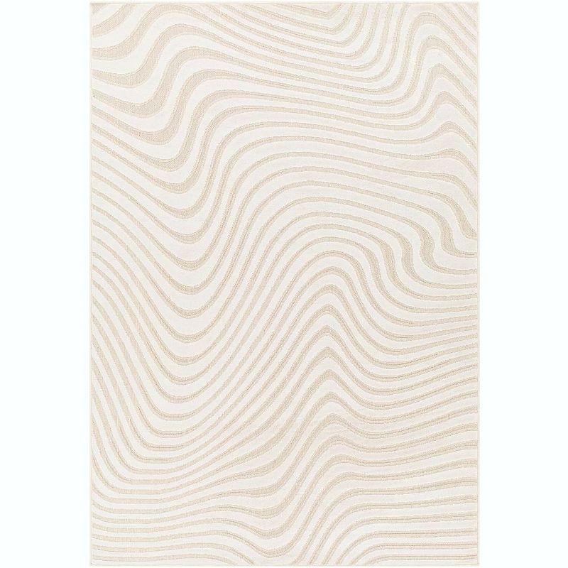 Kirklin Modern Beige and Gray Geometric Wool Area Rug