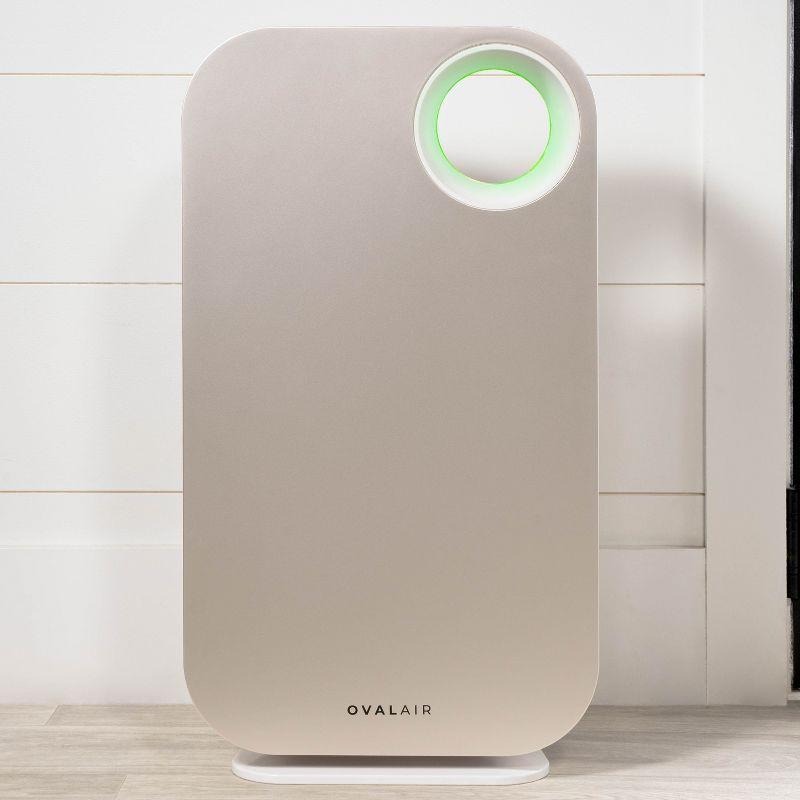 OVAL AIR OVAL AIR 3-Stage H13 True HEPA 5-in-1 Air Purifier reduces Allergies, Asthma, Pets, Odor, Smoke