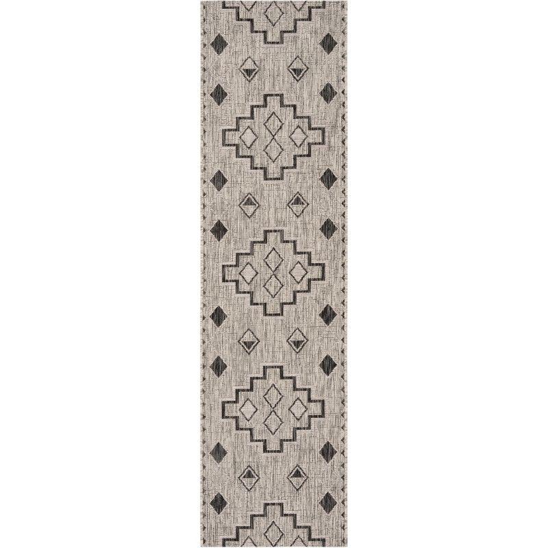 Courtyard CY8533 Power Loomed Indoor/Outdoor Runner Rug - Grey/Black - 2'3"x14' - Safavieh.