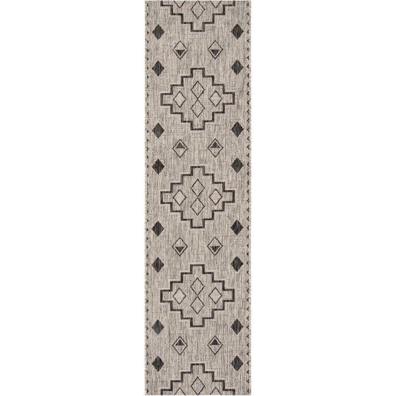 Contemporary Gray Synthetic Non-Slip Indoor/Outdoor Rug - 27"x14"