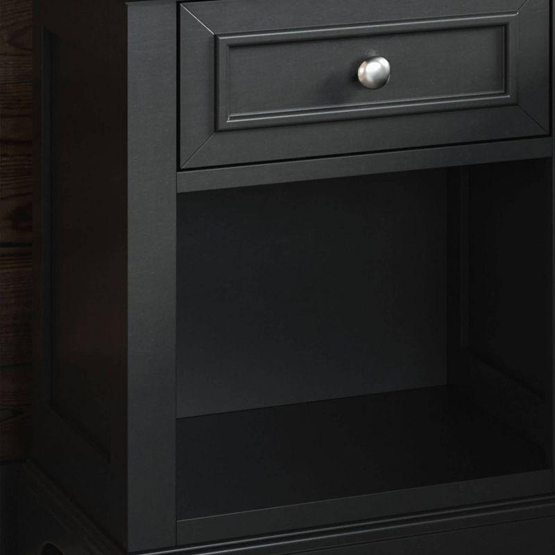 Stately Bedford Black Nightstand with 1 Drawer - Sleek Design