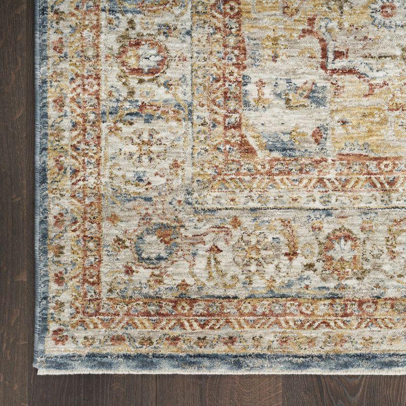 Nourison Petra Vintage Medallion Indoor Rug Ivory Blue 5'3" x 7'8"