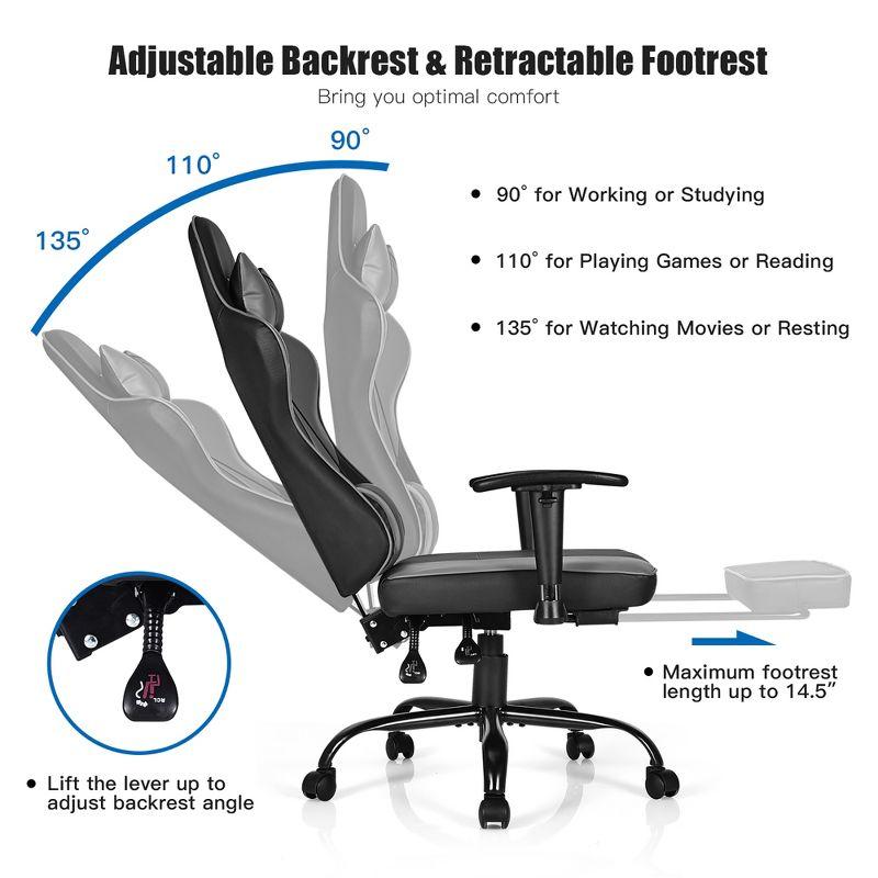 Costway Gaming Chair Racing High Back Office Chair w/ Footrest Black