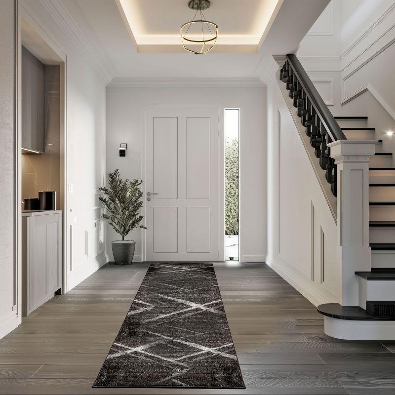 Nuloom 2x3 Thigpen Contemporary Indoor Area Rug, Charcoal, Abstract Lines, Non-Slip Backing, Stain Resistant, Bedroom Living Room, Kitchen