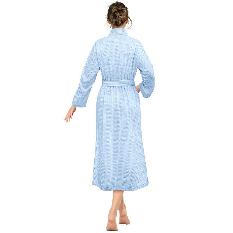 PAVILIA Women Waffle Knit  Robe, Soft Cozy Breathable Lightweight Long Bathrobe with Pockets for Shower Spa House