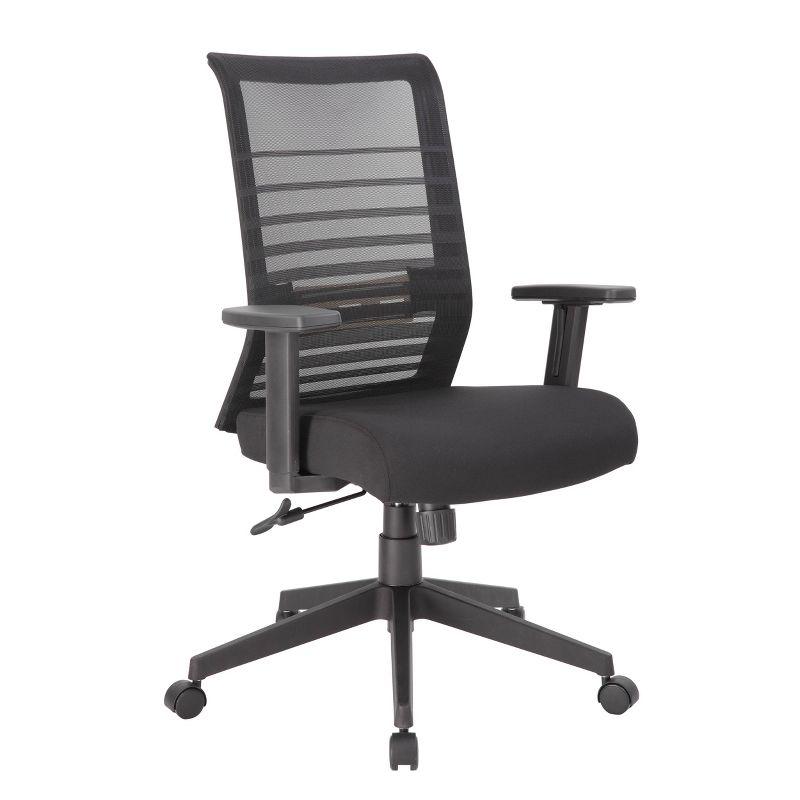 Linear Mesh Task Chair Black - Boss Office Products: Synchro-Tilt, Adjustable Arms, 275lbs Capacity