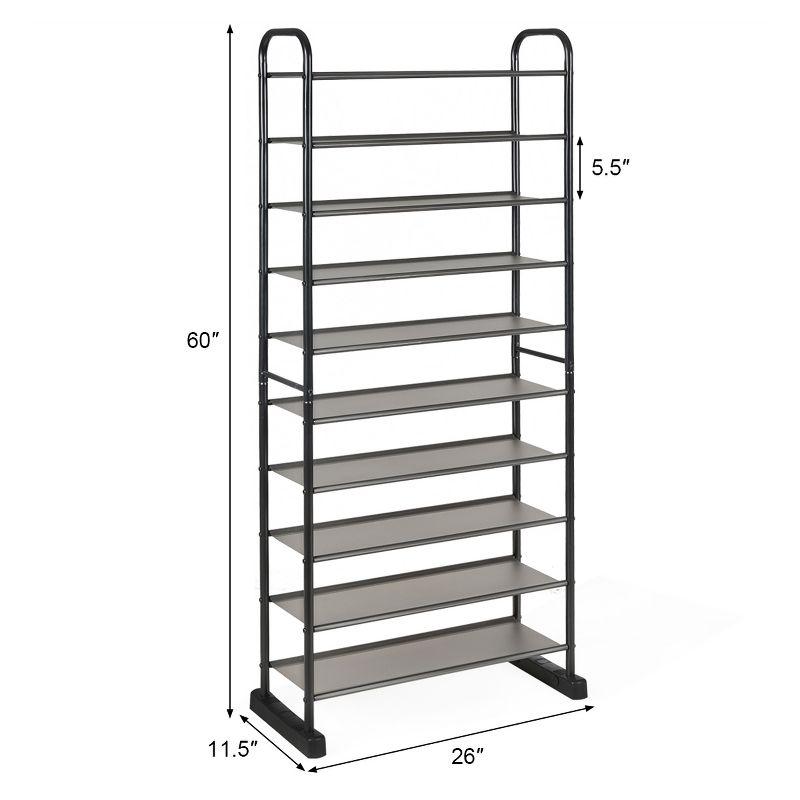 Costway 10-Tier Shoe Rack Space-saving Shoe Organizer W/Metal Frame Shoe Tower