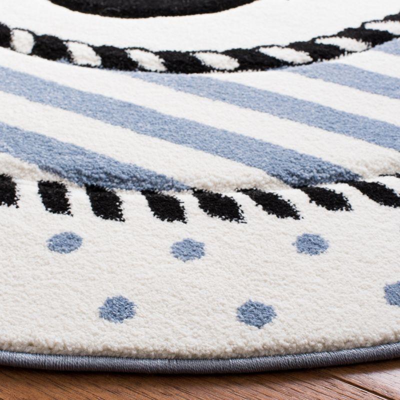 Carousel Kids CRK124 Power Loomed Area Rug - Ivory/Navy - 4' round - Safavieh.