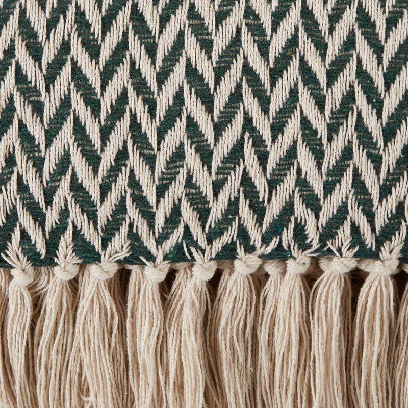 Hunter Green Zig-Zag Woven Cotton Throw Blanket 50"x60"