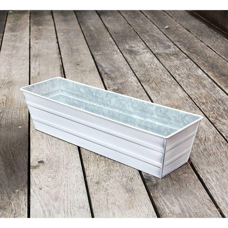 22" Galvanized Metal Rectangular Planter Box Cape Cod White - ACHLA Designs: Steel Construction, Wall-Mountable, Patina Finish